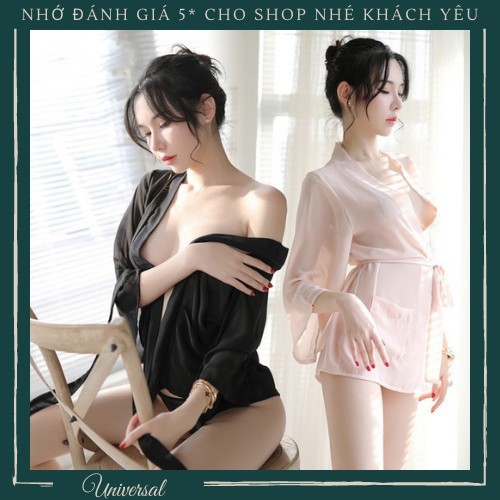 Áo Choàng Lụa Ngủ Sexy 2 Màu Trắng Đen UNIVERSALXXX - DNS02