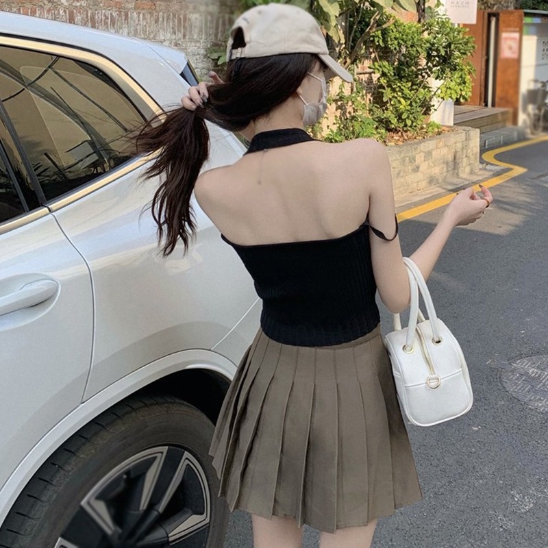 Áo Lửng Hai Dây Dệt Kim Thời Trang Mùa Hè Quyến Rũ Cho Nữ
