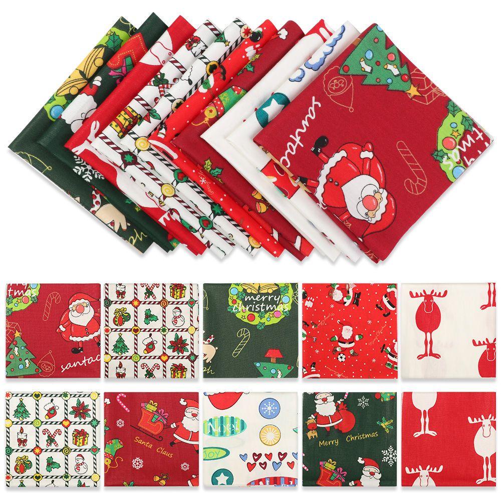 UPSTOPVN Set 10 Miếng Vải Cotton Họa Tiết Giáng Sinh
