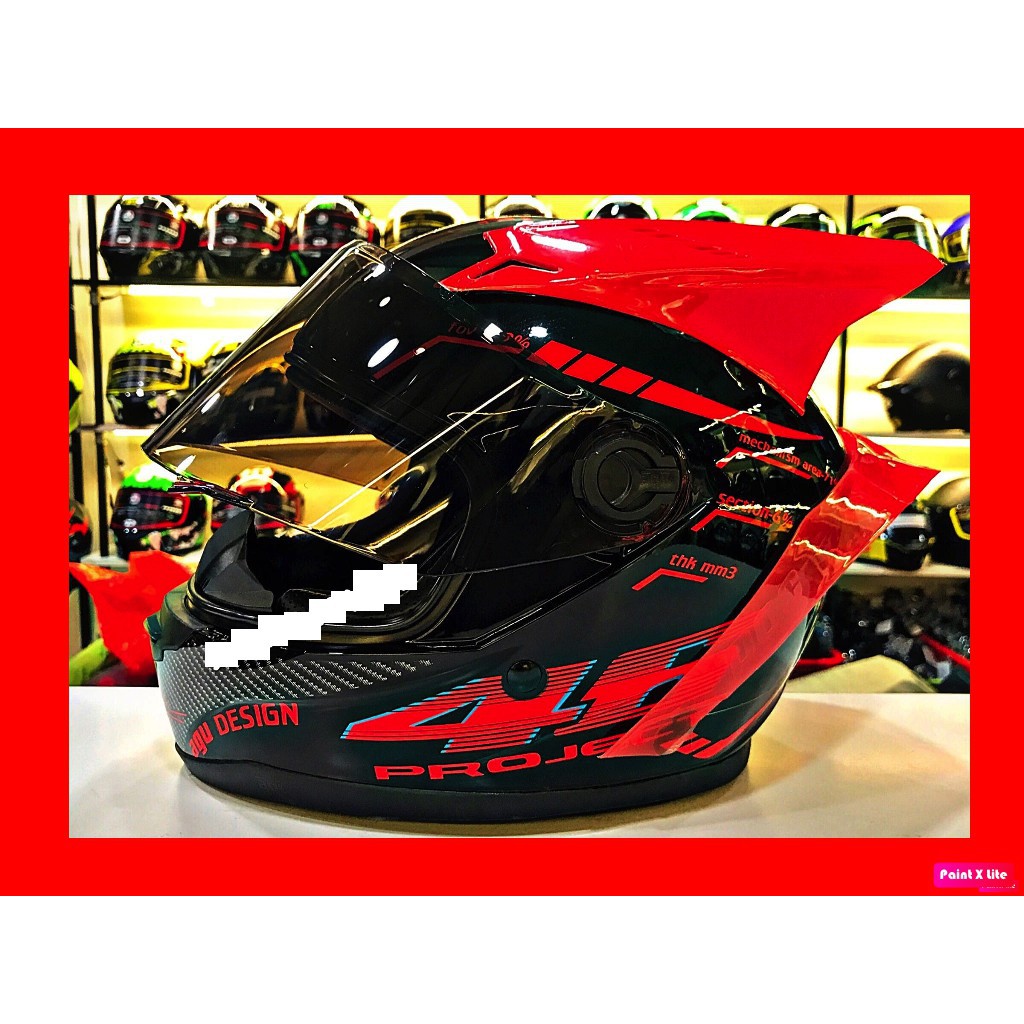 FS50K- Mũ full face agu~ 46 ĐỎ + SỪNG NHỌN + ĐUÔI GIÓ TẶNG FREE TÚI ĐỰNG MŨ helmet