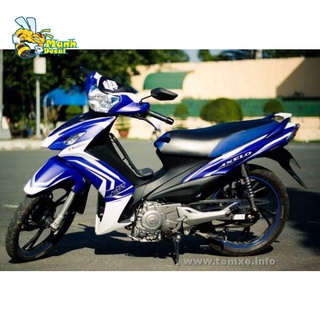 tem trùm axelo trắng xanh decal nhám