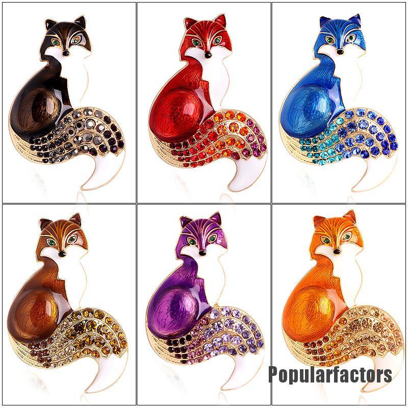 Ghim Cài Áo Hình Con Cáo Đính Đá Nhân Tạo Thời Trang