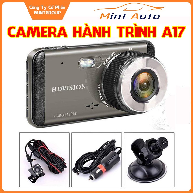 Camera hành trình HD Vision A17 1296p siêu đa năng tiện lợi tặng camera lùi 4 led chống nước, chống va đập