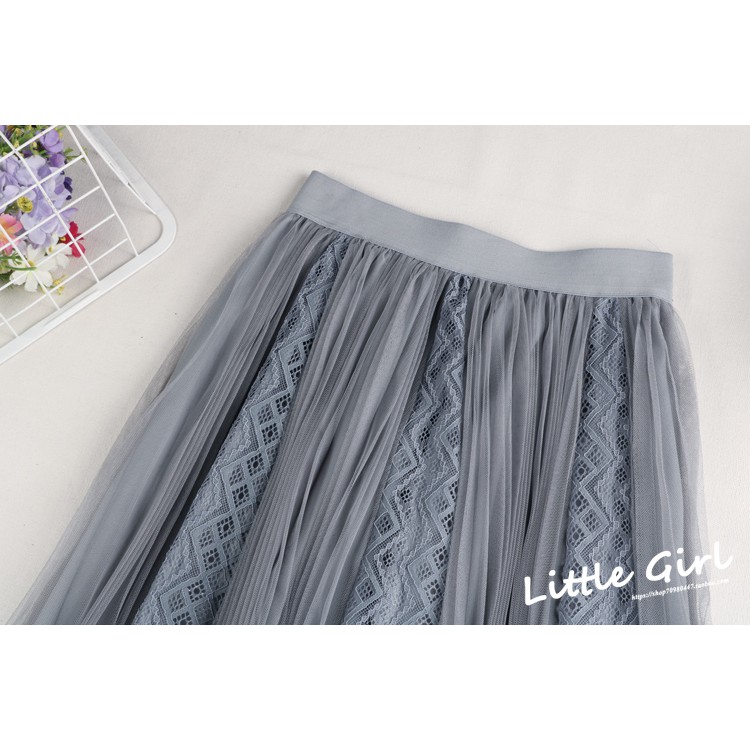 Chân váy midi xếp li pha ren -V18 | BigBuy360 - bigbuy360.vn