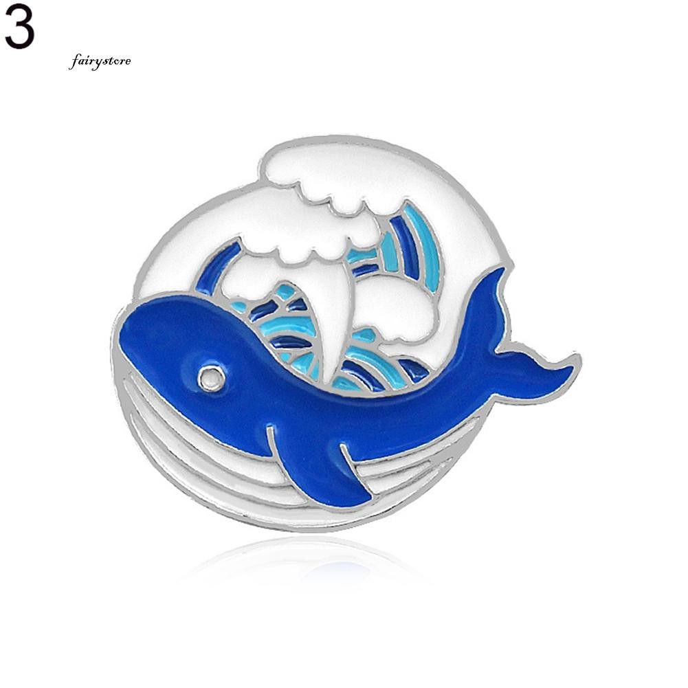 Ghim Cài Áo Hình Cá Voi / Sóng Biển Thời Trang Unisex