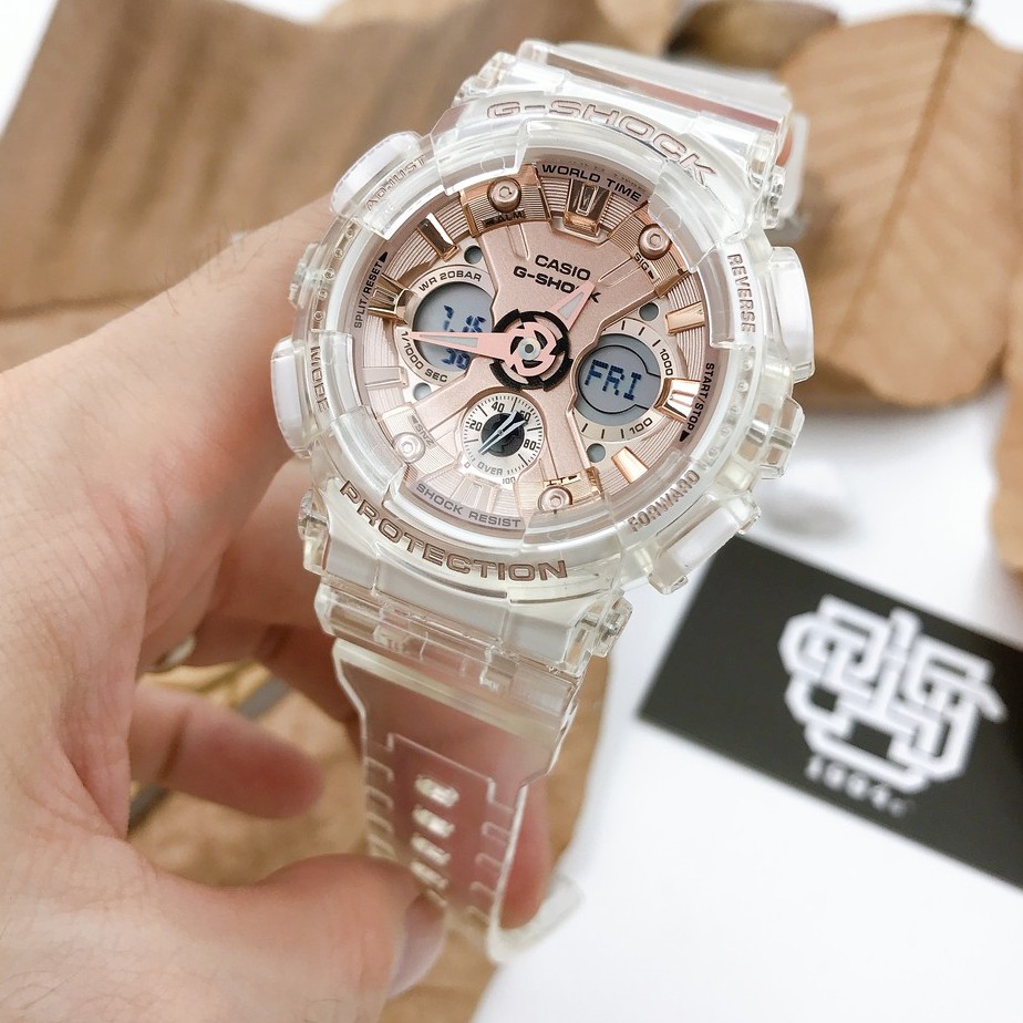 Đồng hồ nam/nữ Casio G-SHOCK GMA-S120 / GMA-S120SR-7A dây đeo trong suốt, chống va đập, hàng chính hãng