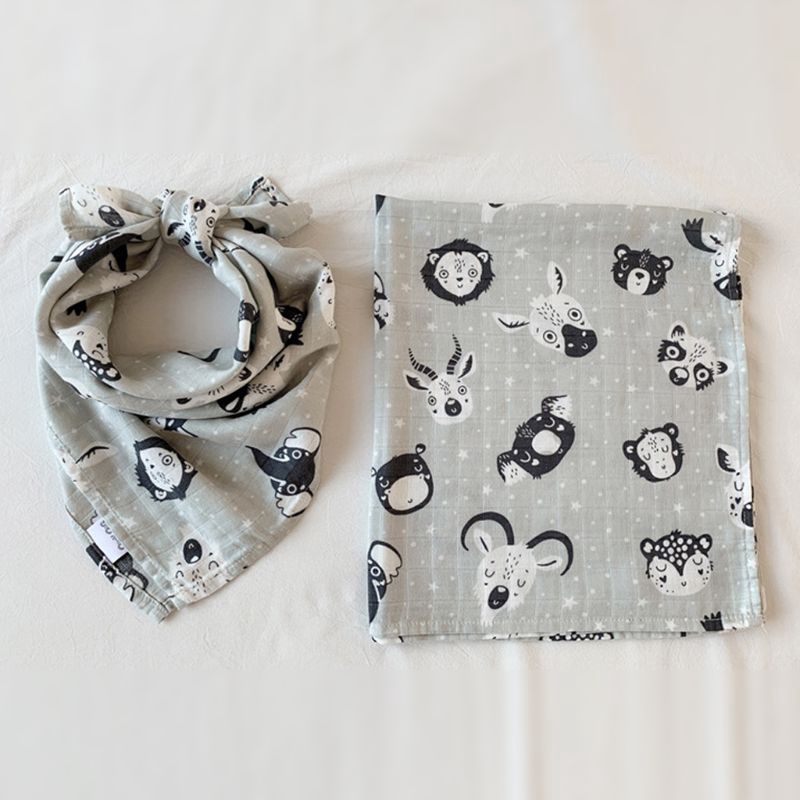 Khăn quấn cổ kiêm chăn chất liệu sợi tre cotton cho bé sơ sinh