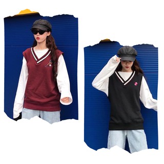 [Xả Kho] Áo Gile Sọc Viền Thêu Cầu Lông / Bóng Unisex CỰC CHẤT