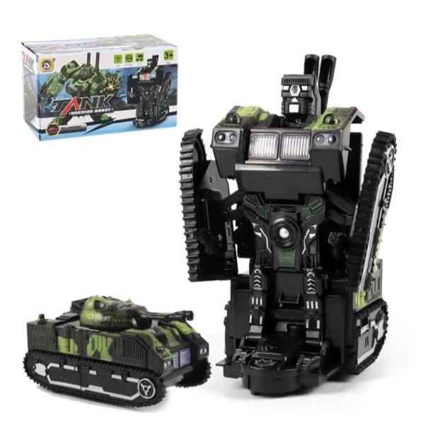 Đồ chơi trẻ em xe tăng biến hình robot tự động có đèn và nhạc