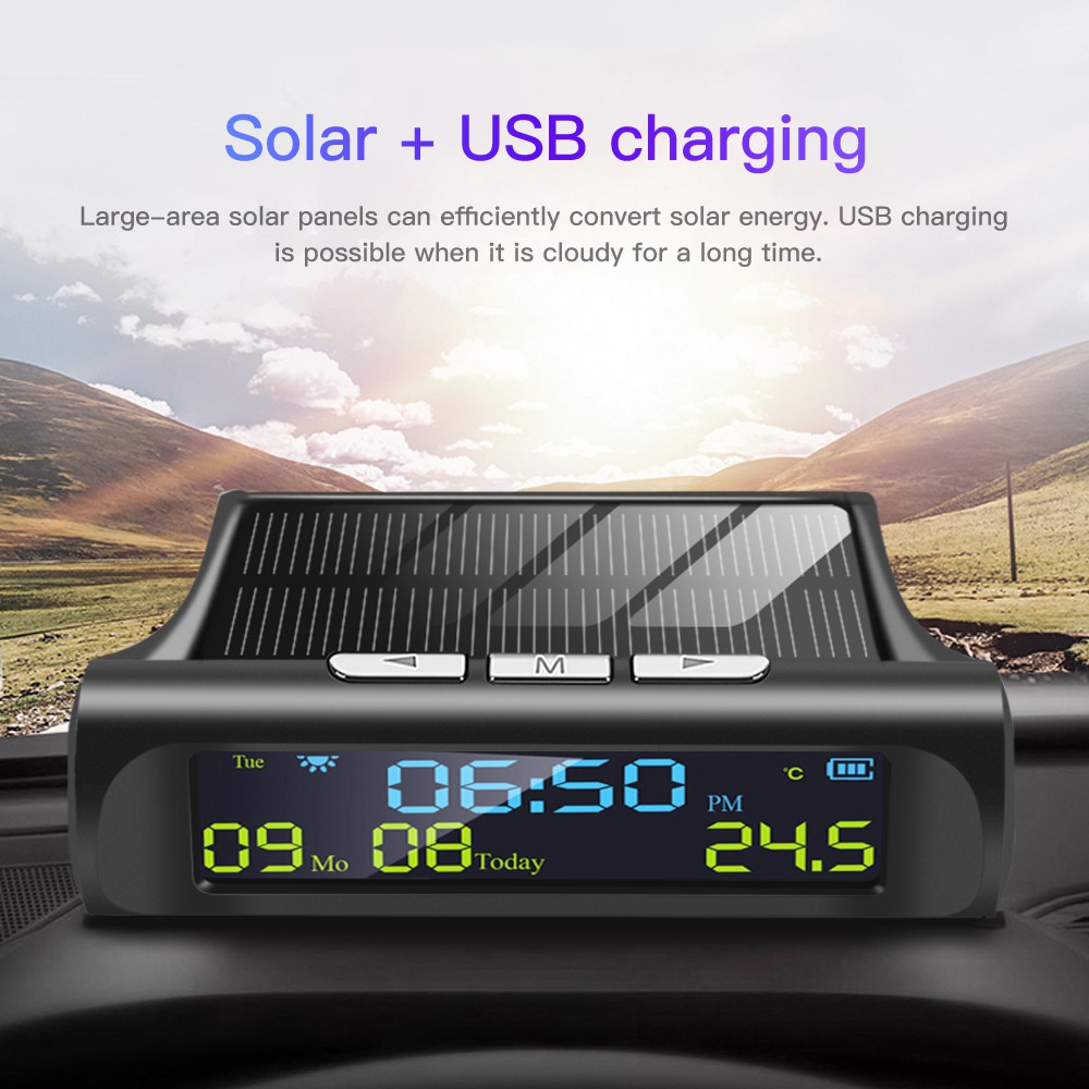 Đồng Hồ Năng Lượng Mặt Trời Chống Thấm Nước 3 Trong 1 Cho Xe Hơi / Xe Tải