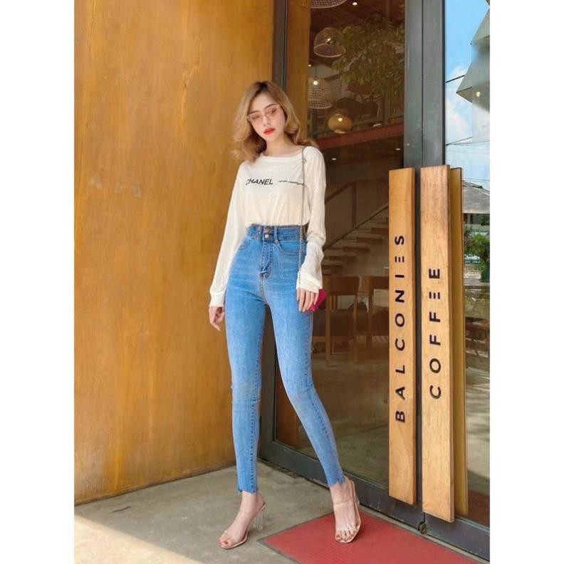 Quần jean 4 khuy ⚡️TÔN DÁNG ⚡️ Quần jean bó hàng cao cấp, chất vải dày dặn, siêu tôn dáng không lo lỗi mode