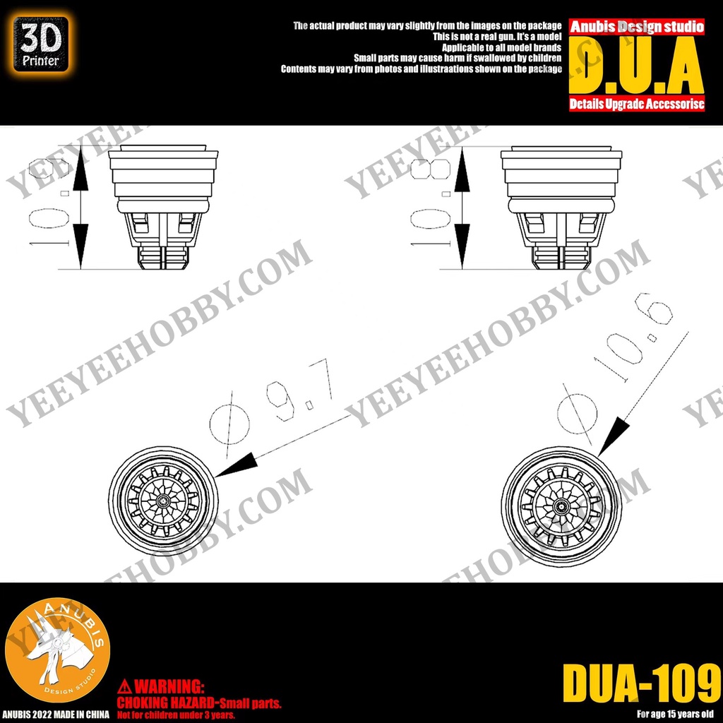 PHỤ KIỆN MOD ANUBIS - CHI TIẾT NHỰA MÔ HÌNH IN 3D ỐNG XẢ SIZE NHỎ DUA109