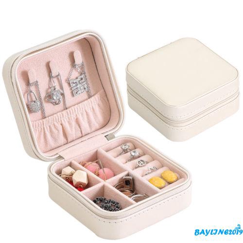 ❀ℳay-Mini Faux Leather Travel Necklace Ring Box Portable Jewelry Storage Box