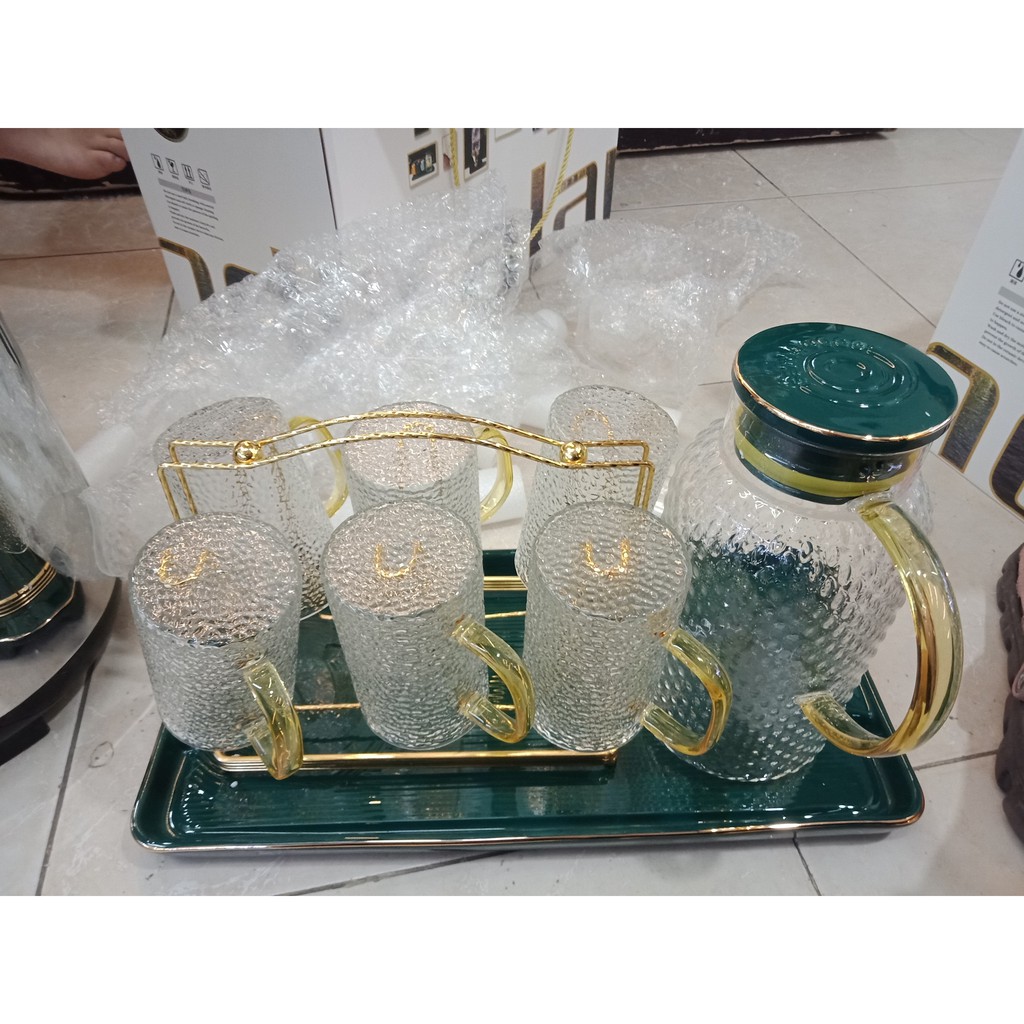 Bộ bình 6 cốc cao cấp kèm giá úp và khay