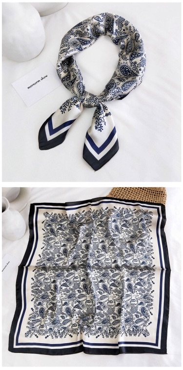 Khăn turban lụa vuông khăn choàng cổ in hoa 70x70cm Khăn bandana làm áo