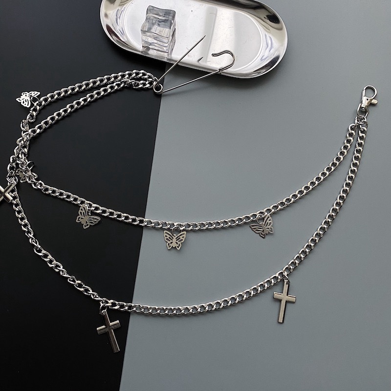 Dây Xích Đeo Quần Hai Lớp Họa Tiết Bướm Rỗng Phong Cách Hip Hop Thời Trang 22187