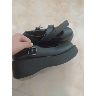 Giày Mary Janes mũi tròn phong cách retro đế xuồng mã K018