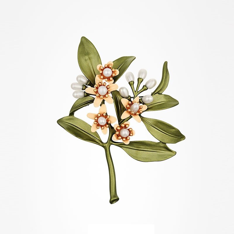 Ghim cài áo hình hoa đính ngọc trai giả sang trọng