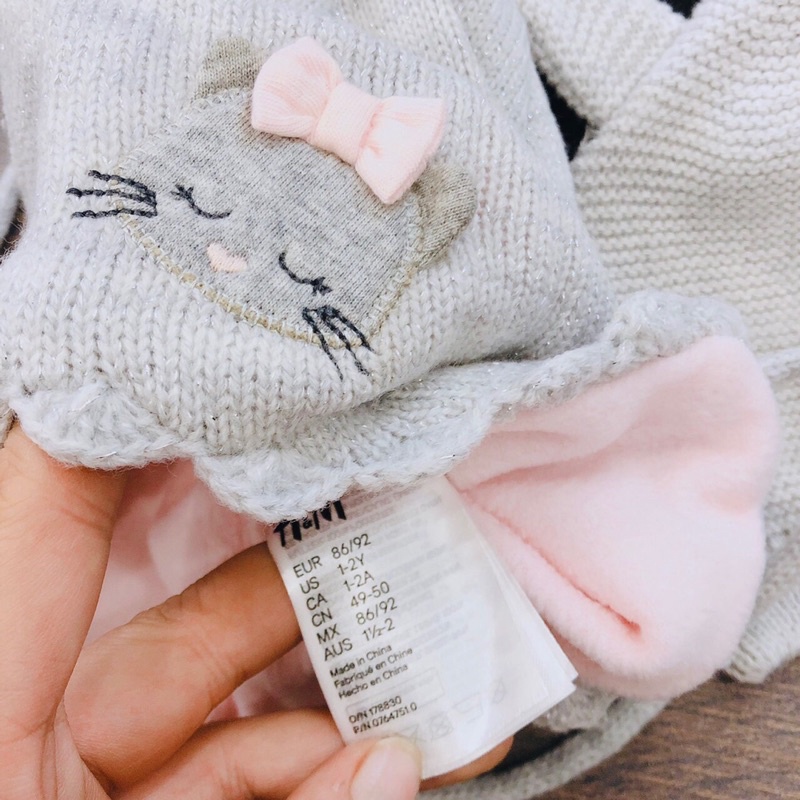 Mũ len lót nỉ Hm xuất cho bé