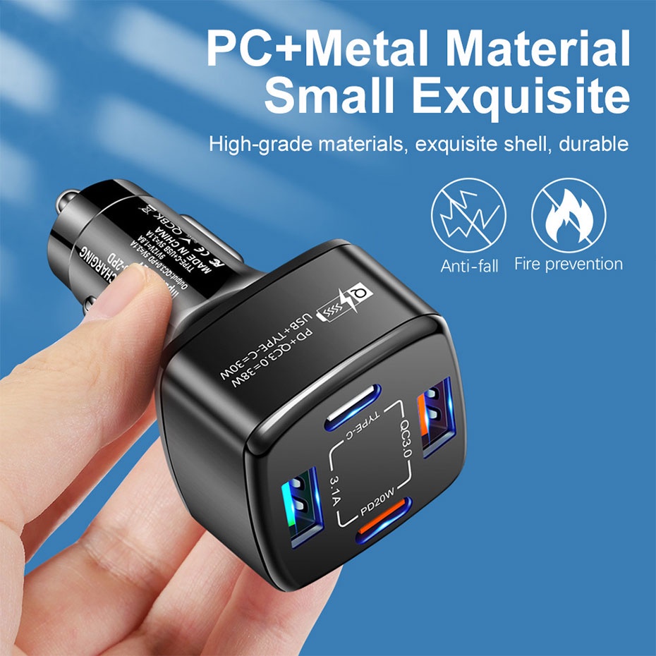SEAMETAL Bộ Sạc Nhanh 4 Cổng USB QC3.0 PD 20W Loại C 12V 24V