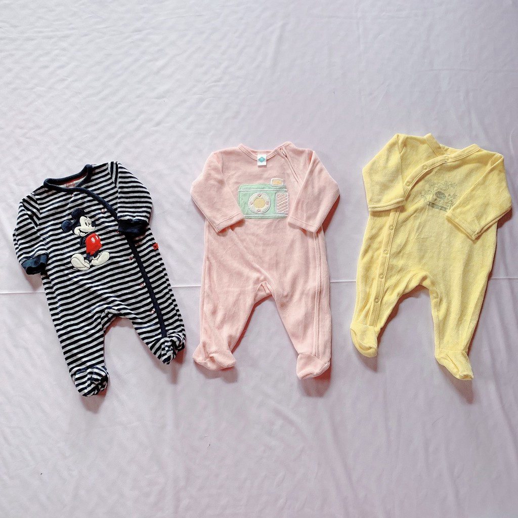 Sleepsuit, Body Nỉ, Nhung Xuất Dư Mix Hãng - Khóa Kéo Và Cúc Trước Cho Bé