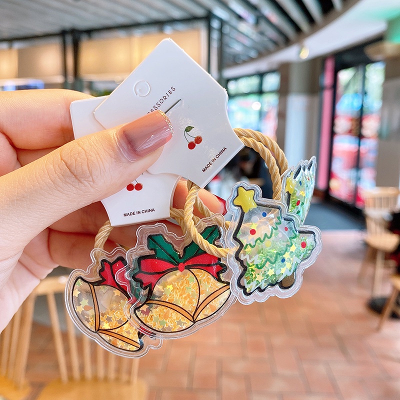 Set 2 dây cột tóc họa tiết giáng sinh