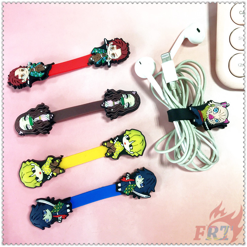 ◐ Phụ Kiện Quấn Dây Cáp Hình Anime Demon Slayer Độc Đáo ◑ 1 Dụng Cụ Cố Định Dây Cáp Tanjirou / Nezuko / Zenitsu / Inosuke / Giyuu