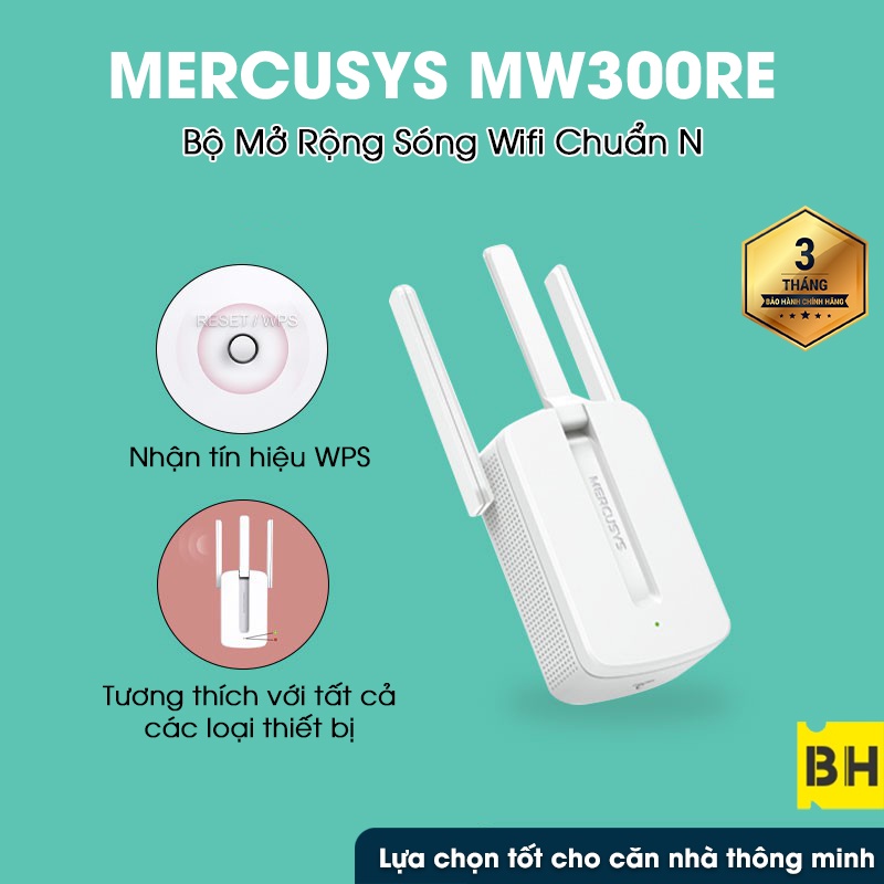 Bộ Kích Sóng Wifi Repeater Mercusys MW300RE 300Mbps - Hàng Chính Hãng