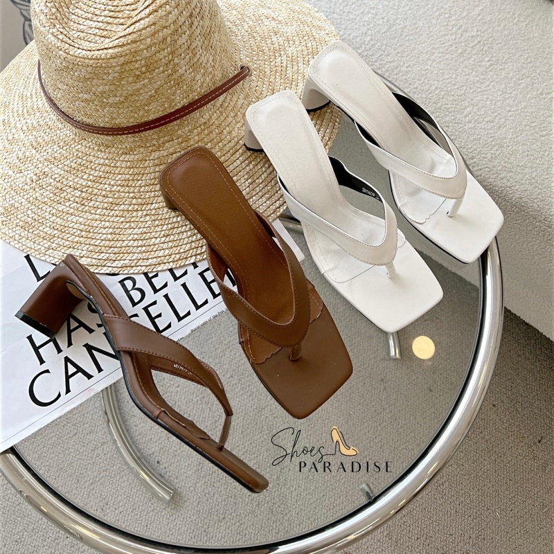 Giày nữ guôc nữ quai xỏ ngón giày cao gót 5p kẹp đẹp gót vuông 5 phân hàn quốc  SHOES PARADISE SH026