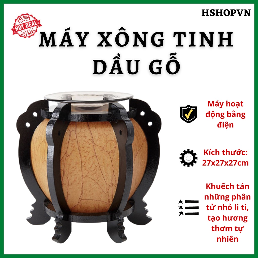 Đèn xông tinh dầu gỗ cao cấp M0083 PKCB-MAYTINHDAU