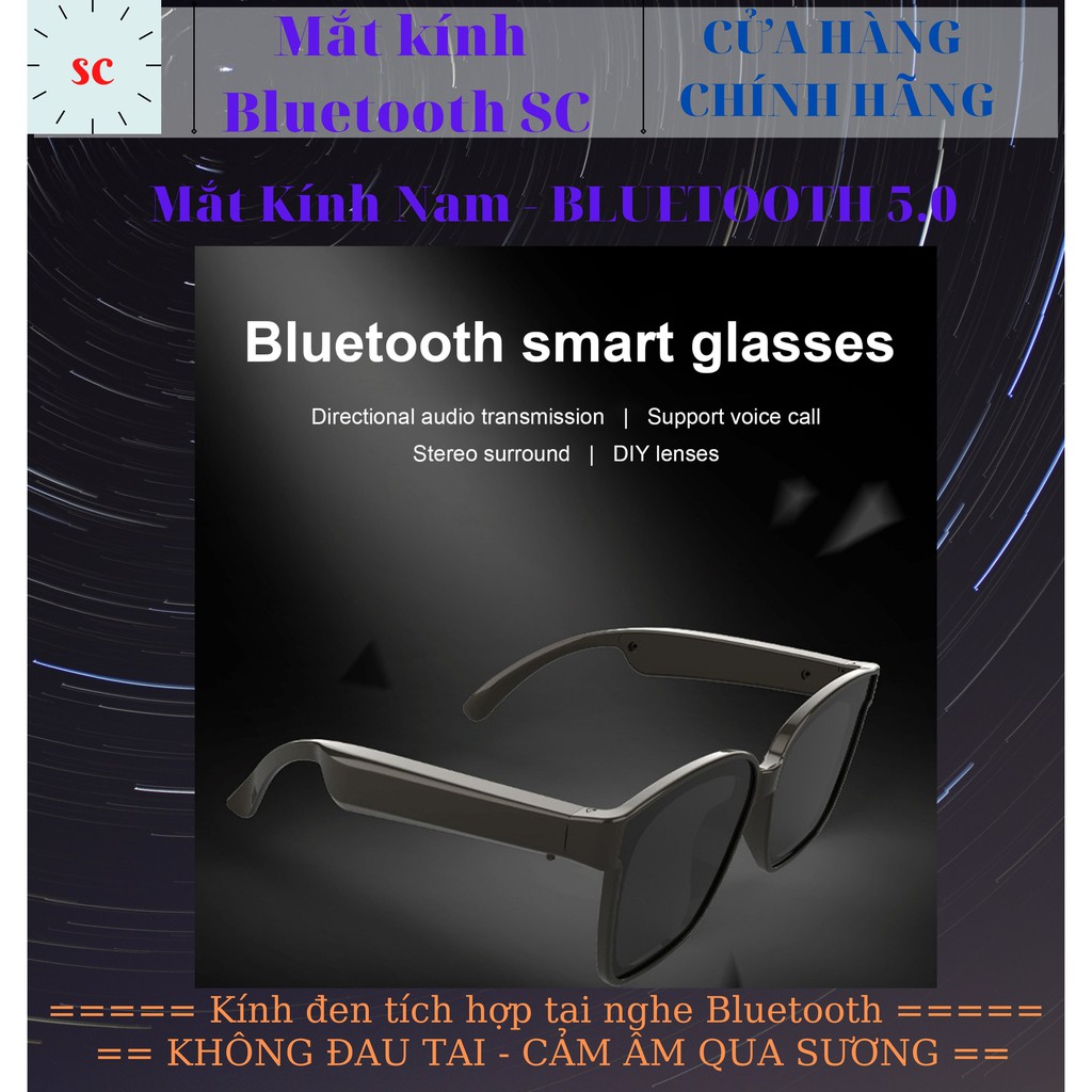 Mắt Kính Nam Thời Trang Tích Hợp Tai Nghe Bluetooth 5.0 Nghe nhạc MP3 - Mắt kính thông minh Bluetooth Không Đau Tai