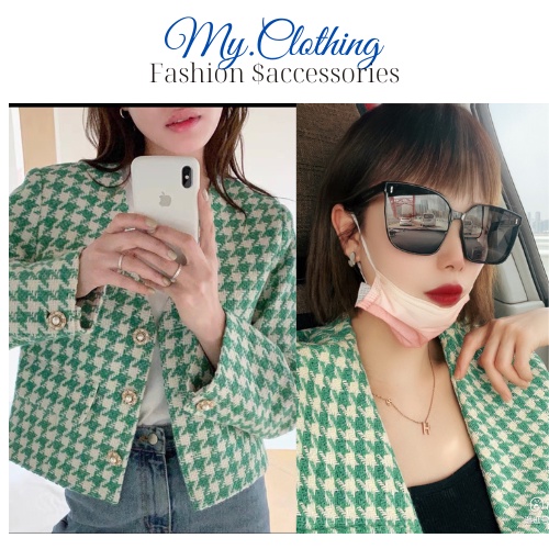 Áo khoác dạ xanh cốm cho nữ thu đông hottrend 2022 My.Clothing AK7