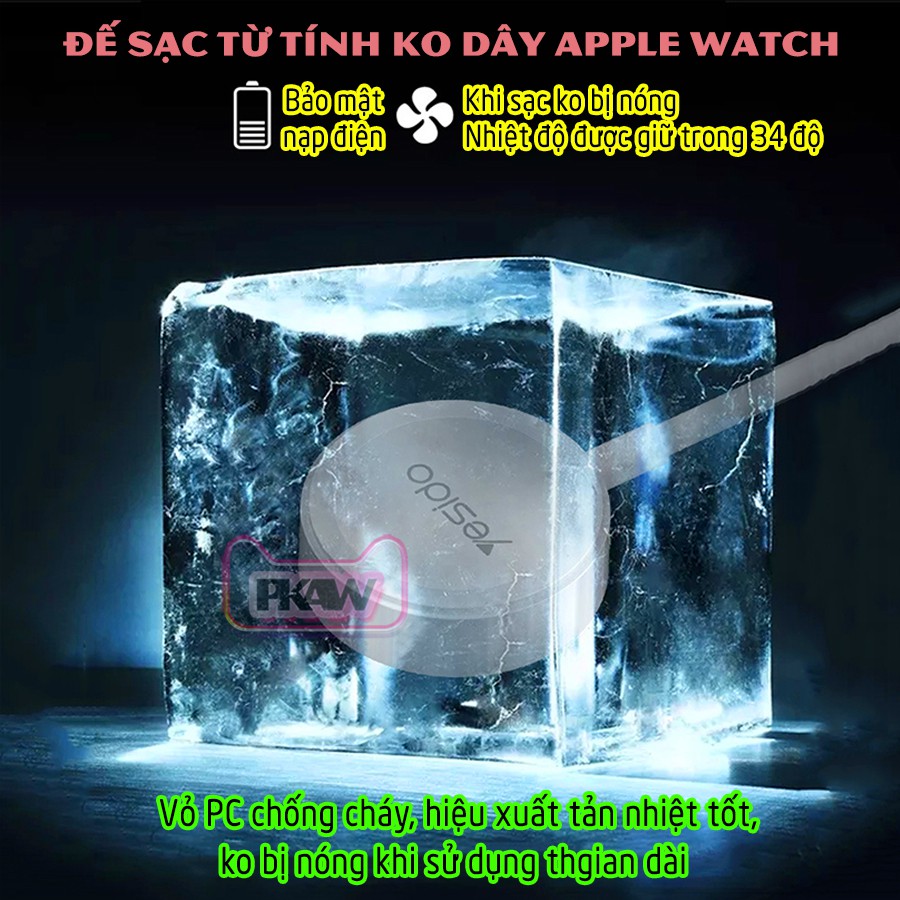 Sạc không dây Apple Watch - Dây cáp sạc nam châm 1 mét chính hãng Yesido cho Apple Watch 6/5/4/3/2/1_CA69