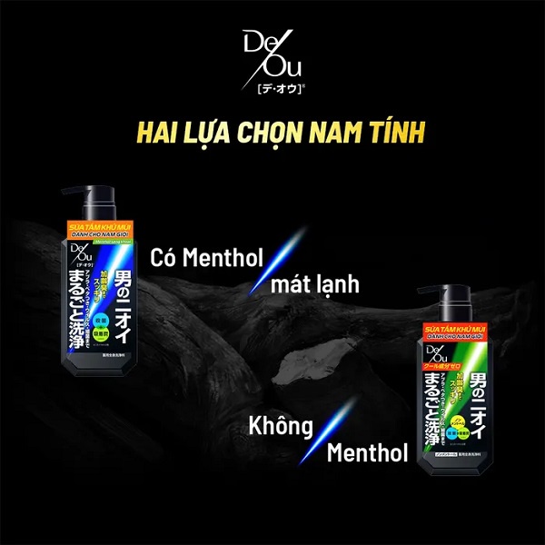 Sữa Tắm Deou 520ml Làm  Sạch Tế Bào Chết Cho Nam Giới Từ Than Hoạt Tính Khử Mùi Cơ Thể Rohto Deou Deodorant Body Wash