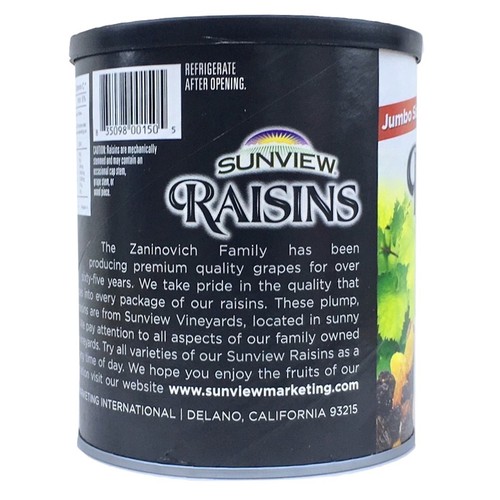 NHO KHÔ MỸ SUNVIEW RAISINS 425G, HÀNG CHÍNH HẢNG, NHẬP KHẨU MỸ