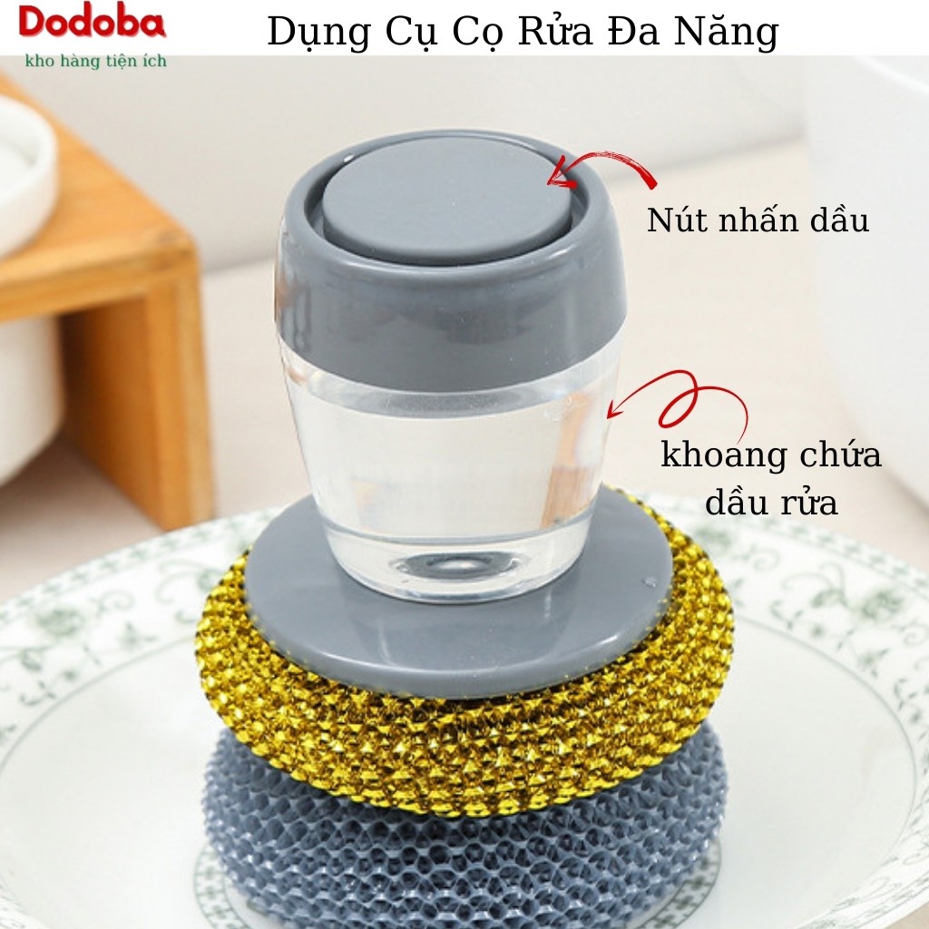 Dụng cụ cọ xoong nồi rửa bát đa năng tích hợp chứa dầu rửa và nút nhấn dầu tiện dụng - Dodoba