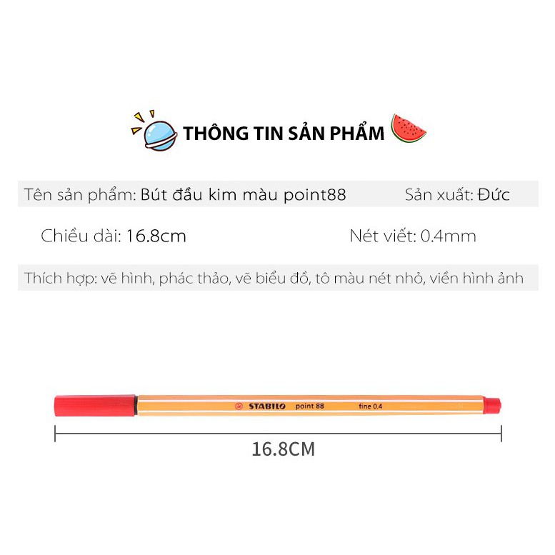 Bút kim STABILO Point 88 0.4mm hộp thiếc 50 màu (PT8850M)