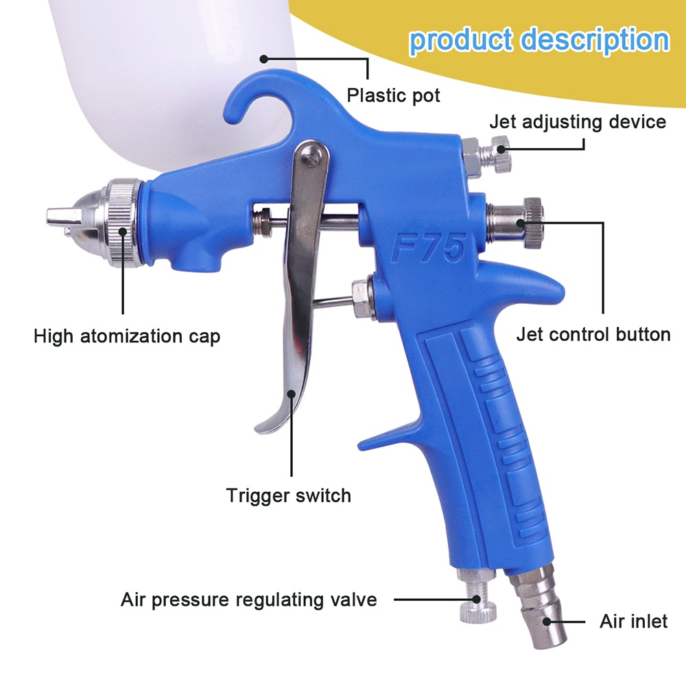 Súng Phun Sơn Nén Khí F75 Vòi Phun 1.5Mm
