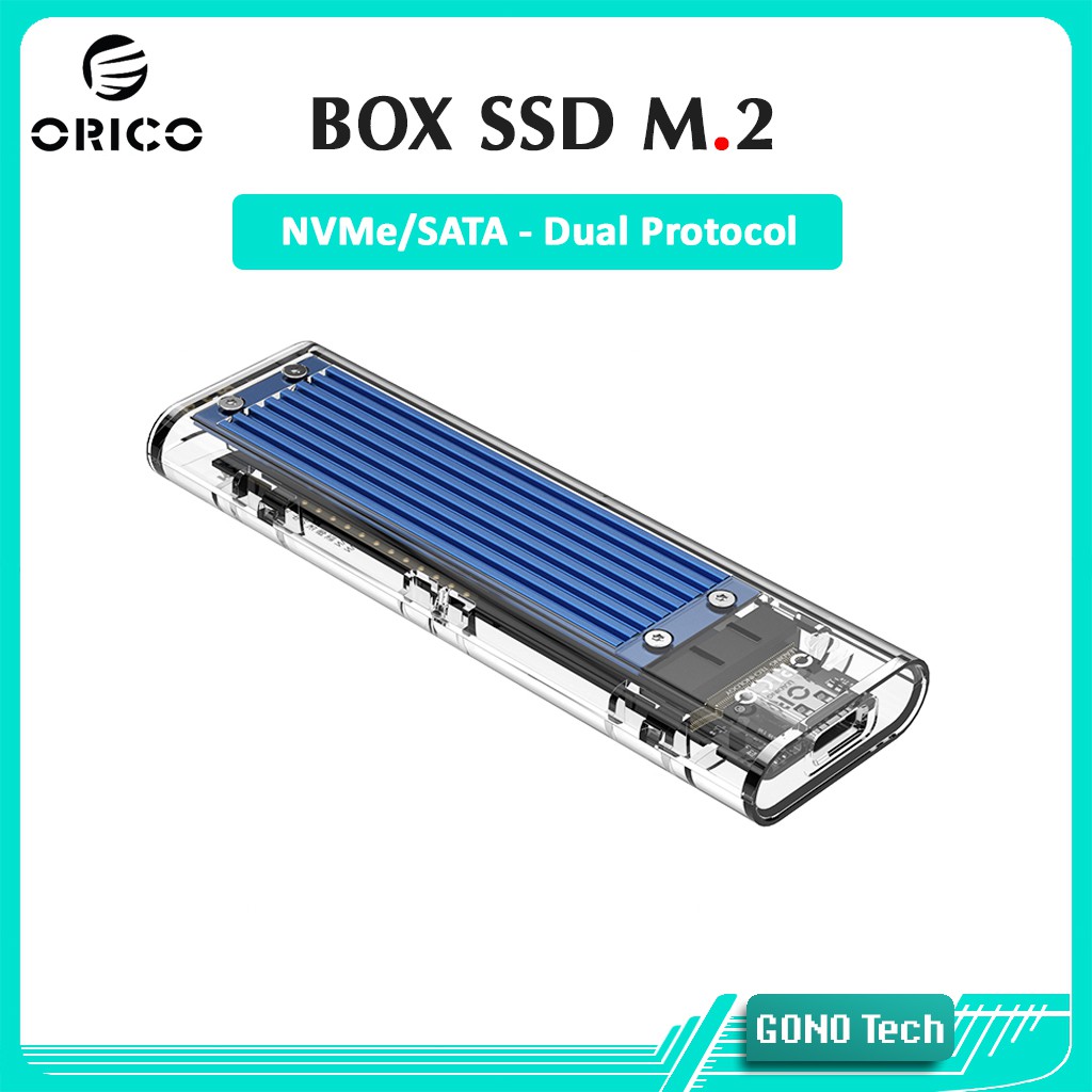 Box ổ cứng SSD M2 NVMe/SATA Orico TCM2M-C3 | Chuyển SSD M.2 PCIe/NGFF to USB Type-C làm ổ cứng di động | TCM2 TCM2F