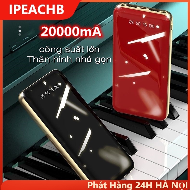 Sạc Dự Phòng Đa Năng 20000mAh Mặt Gương thời thượng Có Kèm Đèn Pin Dung Lượng Lớn-kích thước siêu mỏng nhẹ