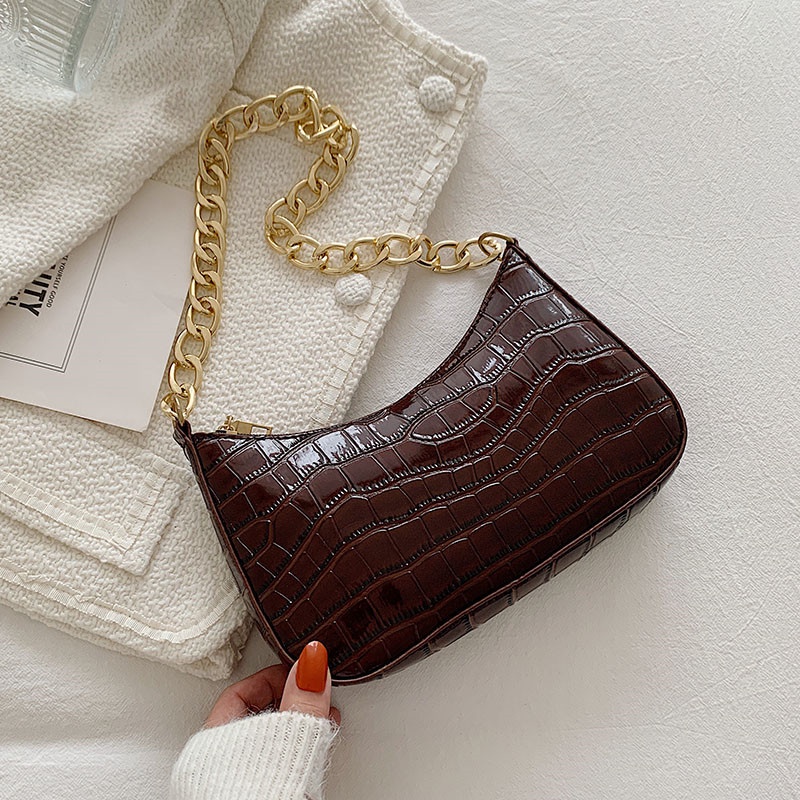 Túi đeo vai họa tiết da cá sấu thời trang mùa thu cho nữ 2021