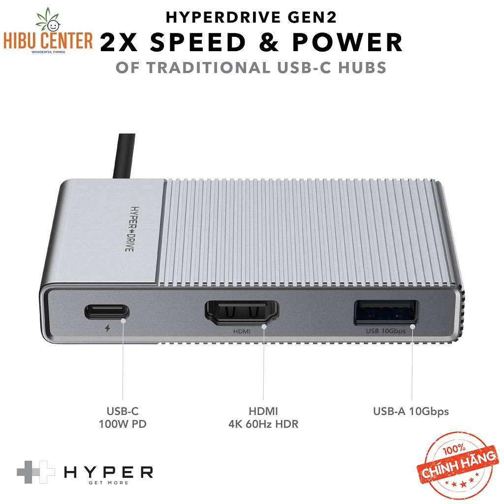 [USB-C HUB GEN2] Cổng Chuyển HYPERDRIVE GEN2 6-IN-1 Cho Macbook, Ipad Pro 2018-2020, PC &amp; Devices (G206).Hàng Chính Hãng