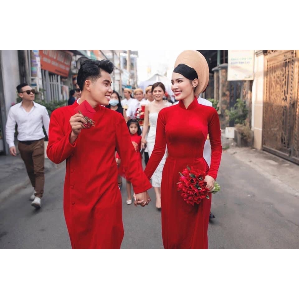 Áo Dài Nhung Cô Dâu, Thiết Kế Tinh Tế Sang Trọng Trong Ngày Cưới - Thu Phương Bridal Cam Kết Chất Lượng, Chuẩn Phom Dáng
