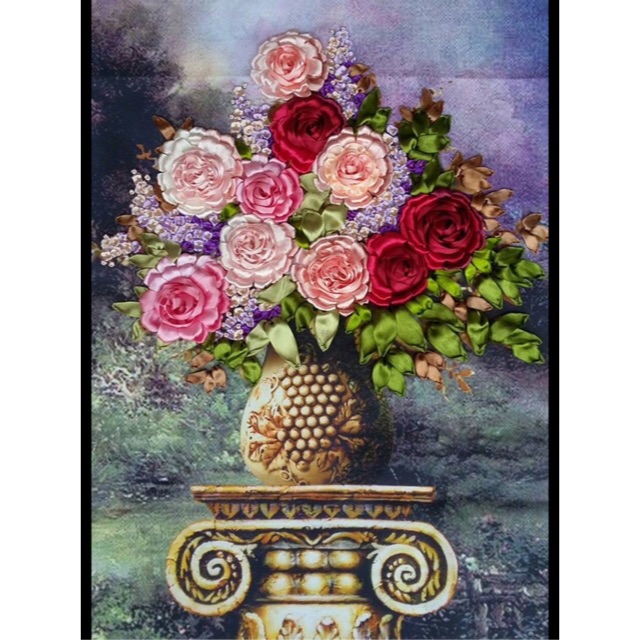 Tranh thêu ruy băng 80x70cm