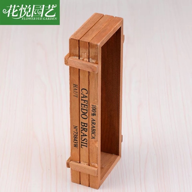 Hộp Gỗ Trang Trí Làm Tiểu Cảnh Sen Đá - Cafedo 22x8cm