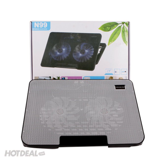 Đế tản nhiệt Laptop 2 Quạt Coolingpad N99 Có Đèn Led  Đế Nâng 45 Độ Cực Bền - Máy Tính TT