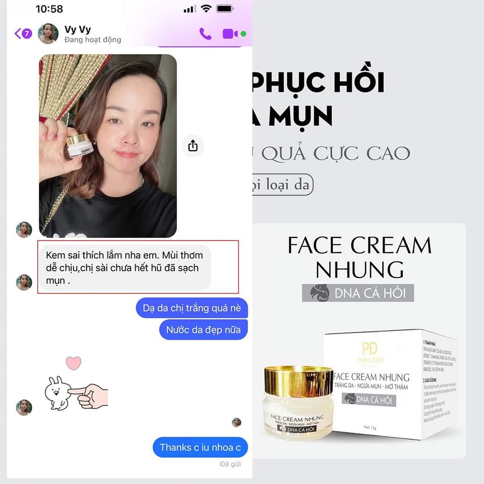 Kem Face Nhung Phạm Điệp Beauty, Giúp Sáng Da, Giảm Mụn Thâm