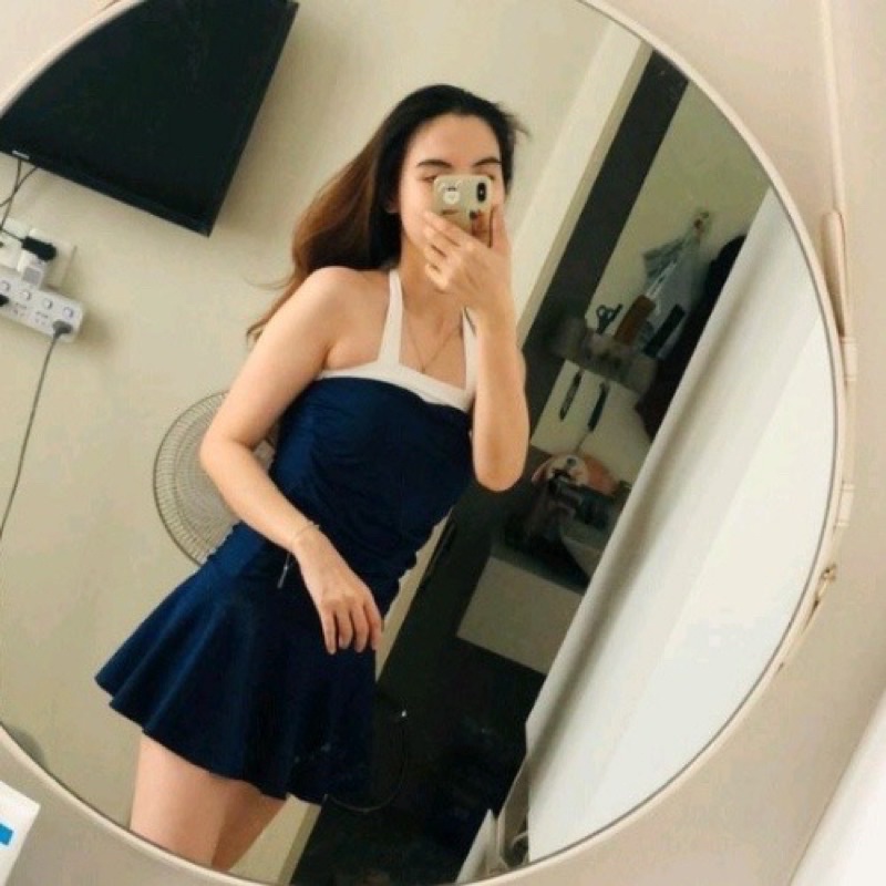 Bikini đồ bơi nữ đi biển 1 mảnh phối cúp ngực trắng váy xòe BIKINI SUNSHINE MS-05