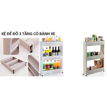 KỆ ĐỂ GIA VỊ 3 TẦNG CÓ BÁNH XE