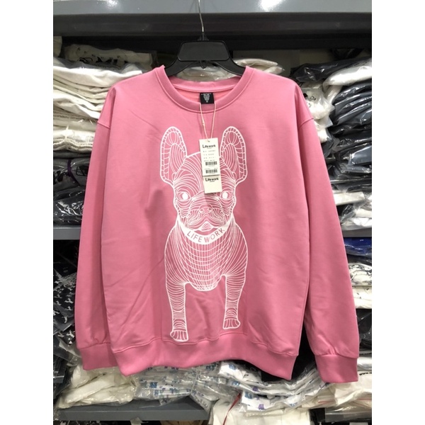 Sweater life work màu hồng siêu cưng